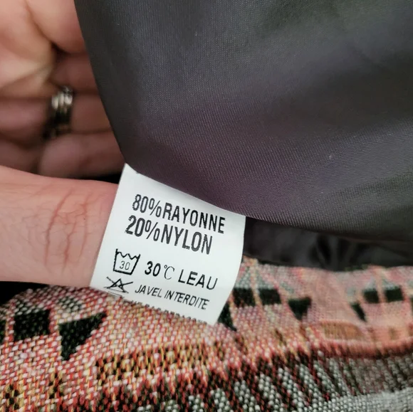 Drôle de Copine Paris Black Belted Military Jacket Coat L Embroidered Trim Fring - Picture 9 of 9